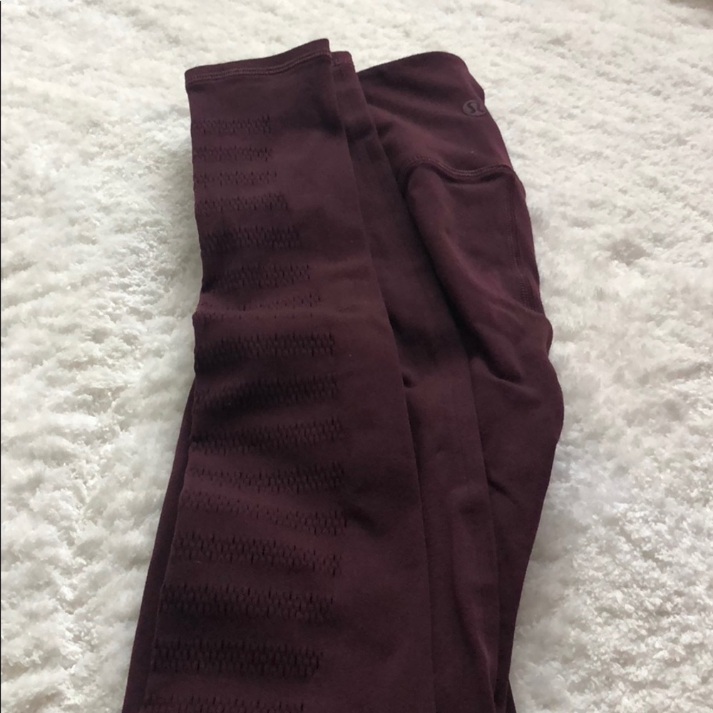 Maroon Lululemon Leggings w/breeze holes down side